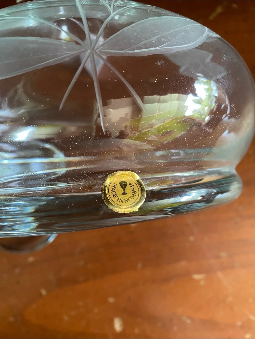 Vintage Etched Handblown Glass Wine Decanter